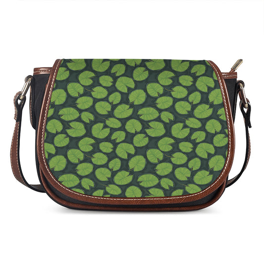 Water Lily Pads Pattern Print Saddle Bag
