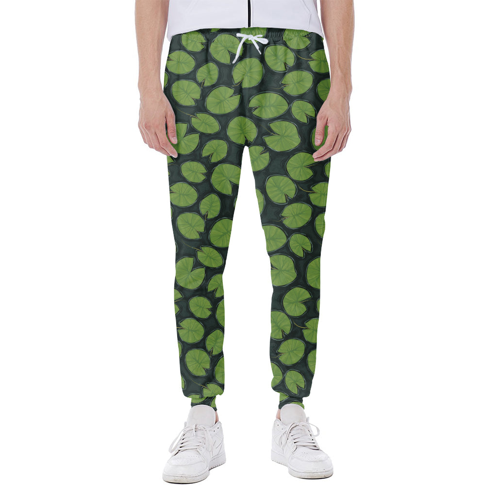 Water Lily Pads Pattern Print Scuba Joggers