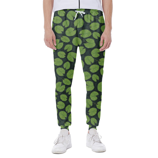 Water Lily Pads Pattern Print Scuba Joggers