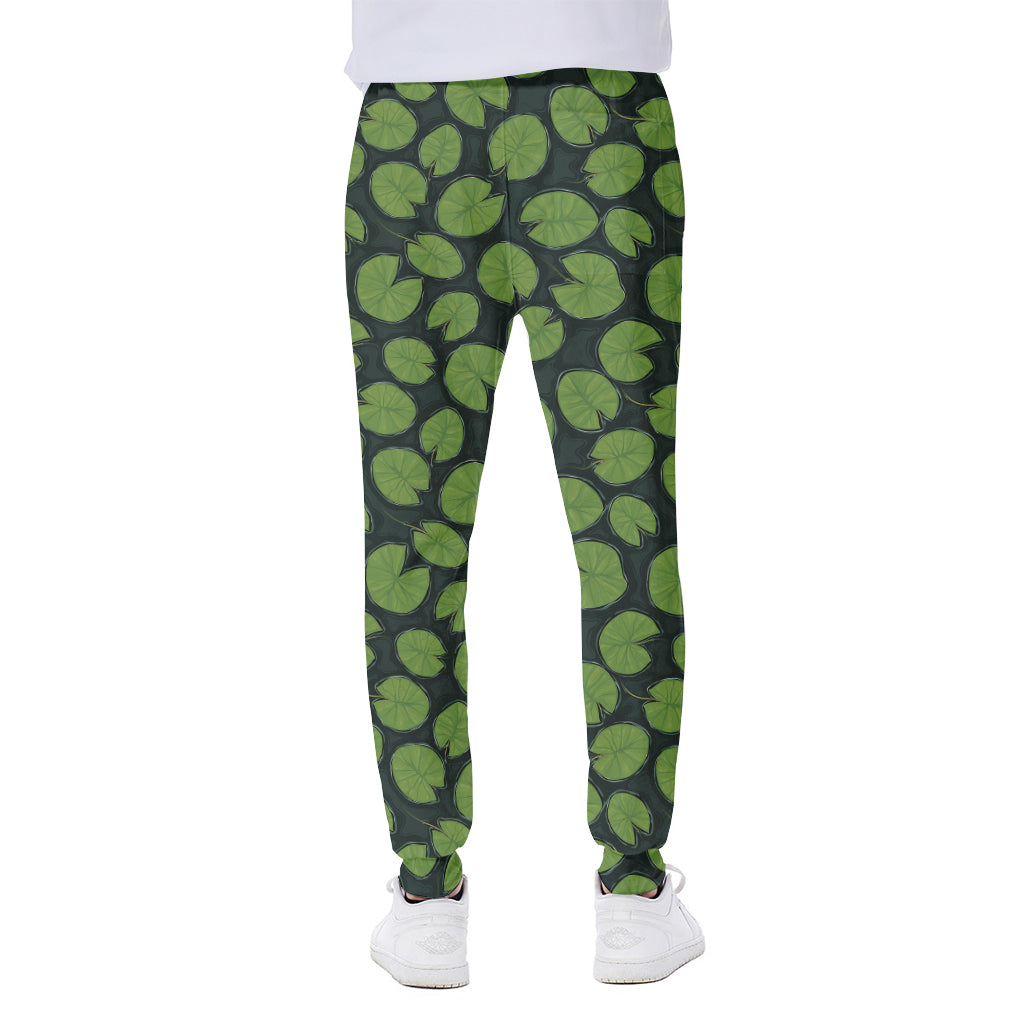 Water Lily Pads Pattern Print Scuba Joggers