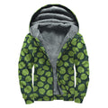 Water Lily Pads Pattern Print Sherpa Lined Zip Up Hoodie