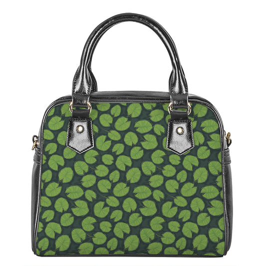 Water Lily Pads Pattern Print Shoulder Handbag