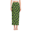 Water Lily Pads Pattern Print Side Slit Maxi Skirt