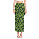 Water Lily Pads Pattern Print Side Slit Maxi Skirt