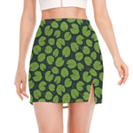 Water Lily Pads Pattern Print Side Slit Mini Skirt