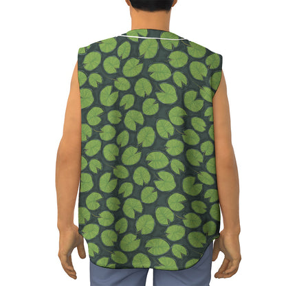 Water Lily Pads Pattern Print Sleeveless Baseball Jersey