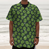 Water Lily Pads Pattern Print Textured Short Sleeve Shirt