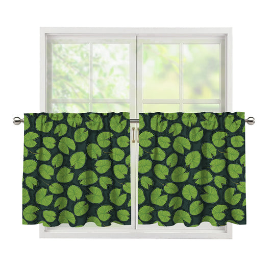 Water Lily Pads Pattern Print Tier Curtains