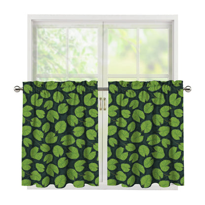 Water Lily Pads Pattern Print Tier Curtains