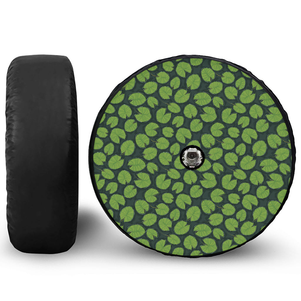 Water Lily Pads Pattern Print Tire Cover With Camera Hole