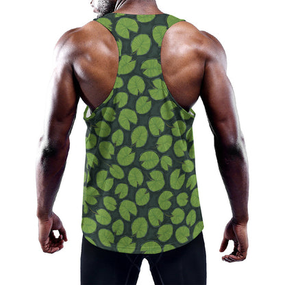 Water Lily Pads Pattern Print Training Tank Top