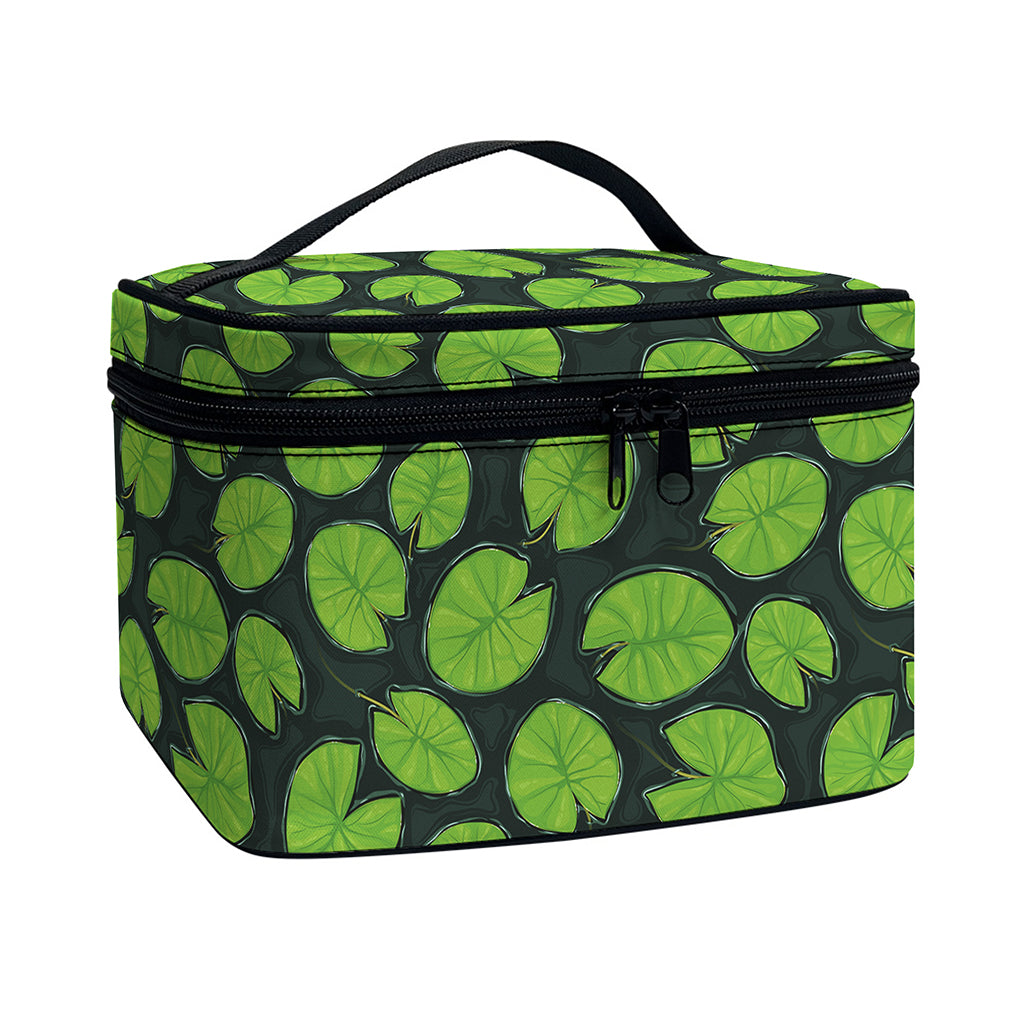 Water Lily Pads Pattern Print Travel Makeup Bag