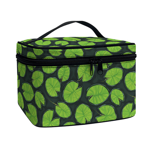 Water Lily Pads Pattern Print Travel Makeup Bag