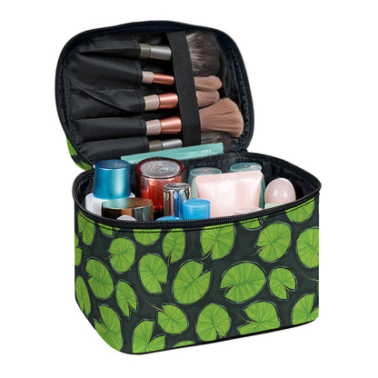 Water Lily Pads Pattern Print Travel Makeup Bag