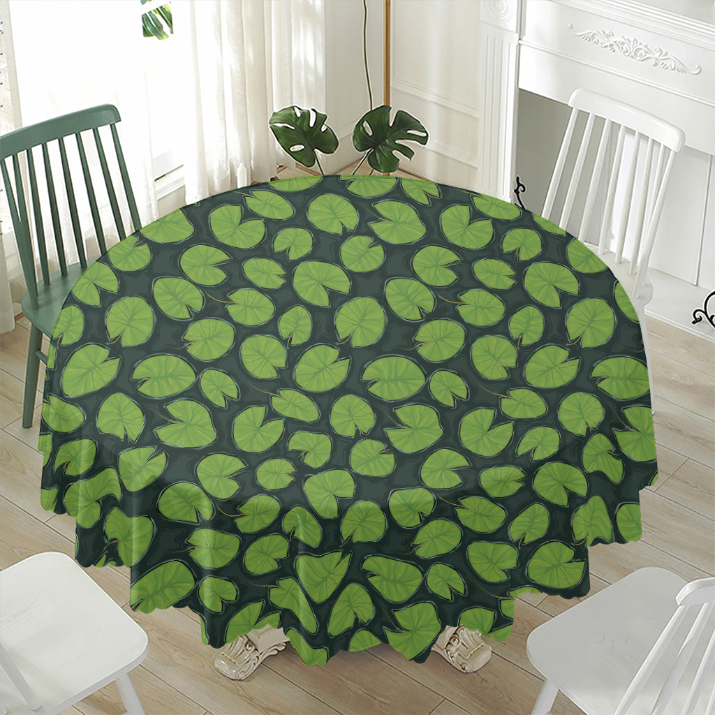 Water Lily Pads Pattern Print Waterproof Round Tablecloth