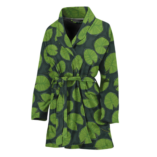 Water Lily Pads Pattern Print Women's Bathrobe