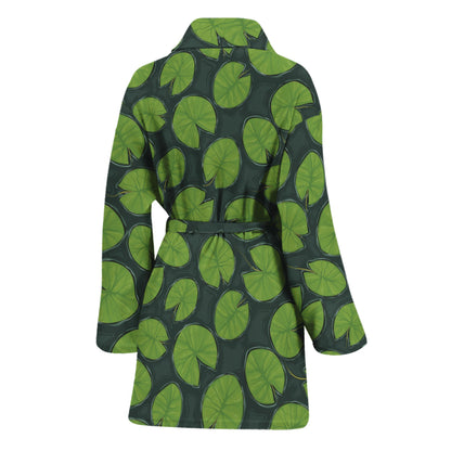Water Lily Pads Pattern Print Women's Bathrobe