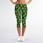 Water Lily Pads Pattern Print Women's Capri Leggings