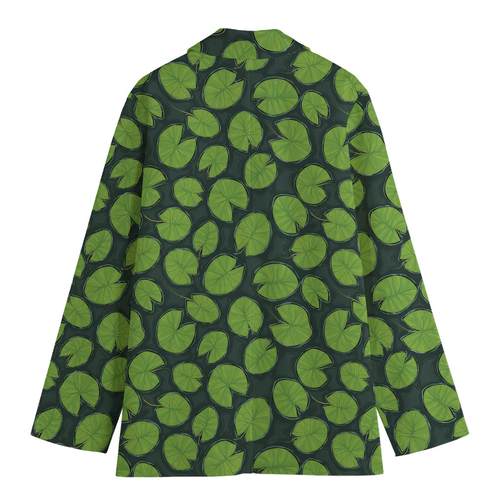 Water Lily Pads Pattern Print Women's Cotton Blazer