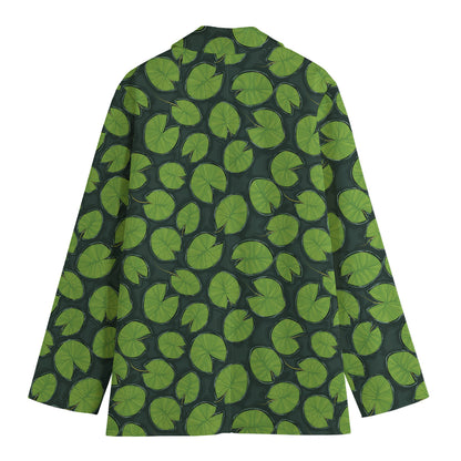 Water Lily Pads Pattern Print Women's Cotton Blazer