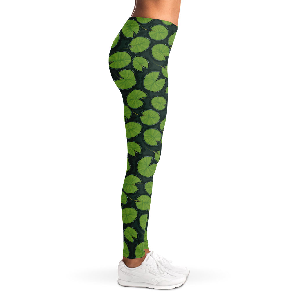 Water Lily Pads Pattern Print Women's Leggings