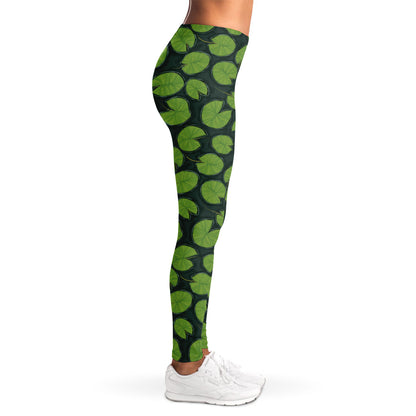 Water Lily Pads Pattern Print Women's Leggings