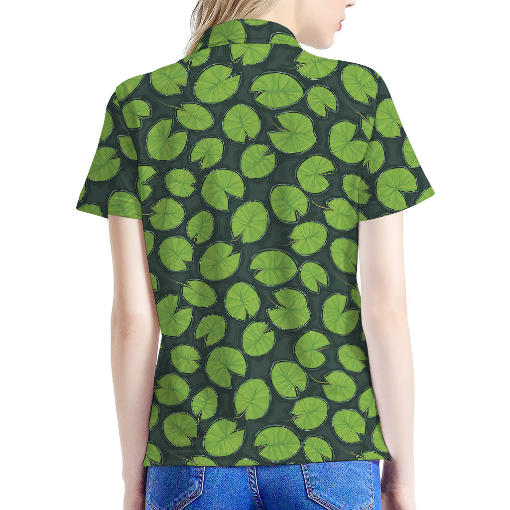 Water Lily Pads Pattern Print Women's Polo Shirt
