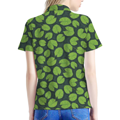 Water Lily Pads Pattern Print Women's Polo Shirt