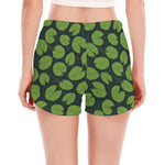 Water Lily Pads Pattern Print Women's Split Running Shorts