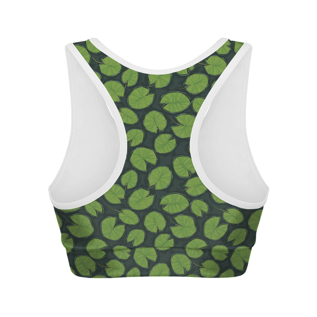 Water Lily Pads Pattern Print Women's Sports Bra