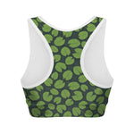 Water Lily Pads Pattern Print Women's Sports Bra