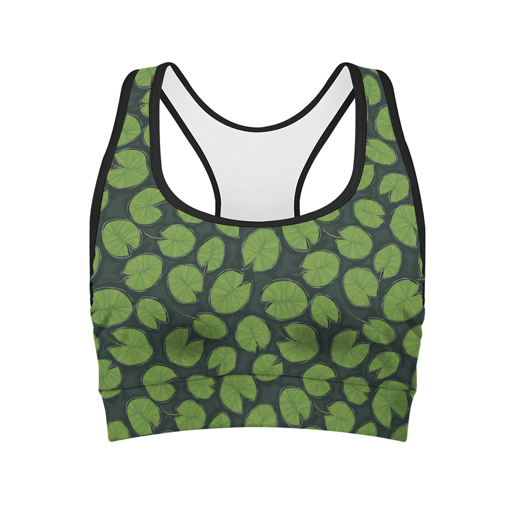Water Lily Pads Pattern Print Women's Sports Bra