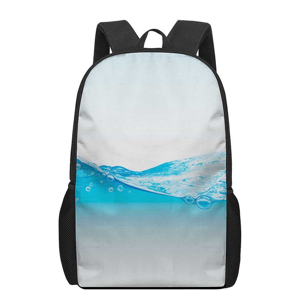 Water Wave Print 17 Inch Backpack