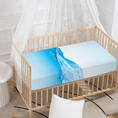 Water Wave Print Baby Crib Sheet