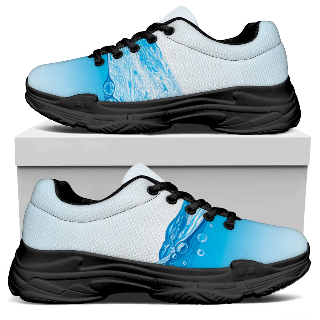 Water Wave Print Black Chunky Shoes