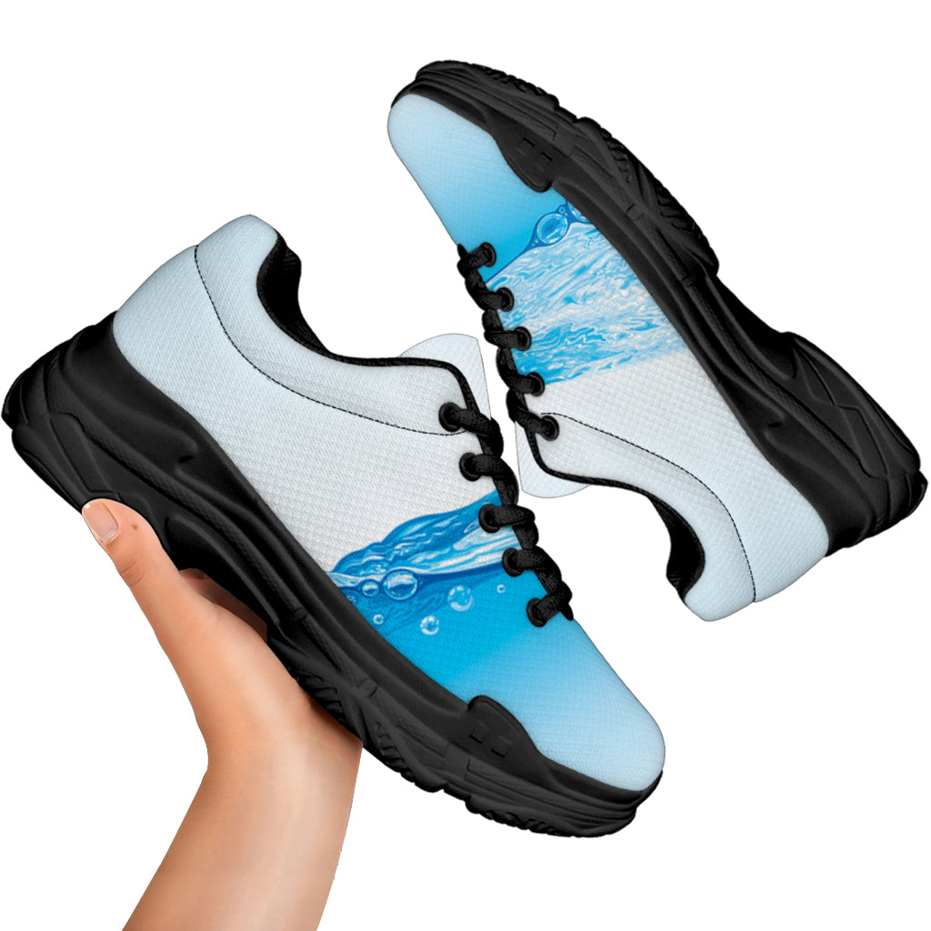 Water Wave Print Black Chunky Shoes