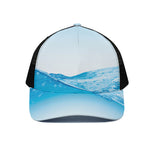 Water Wave Print Black Mesh Trucker Cap