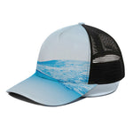Water Wave Print Black Mesh Trucker Cap