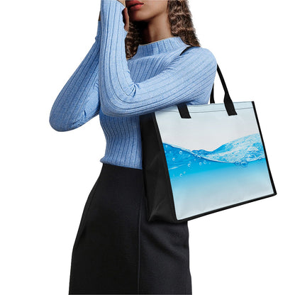 Water Wave Print Canvas Tote Bag