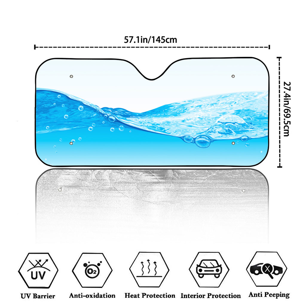 Water Wave Print Car Windshield Sun Shade