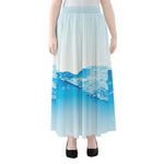Water Wave Print Chiffon Maxi Skirt