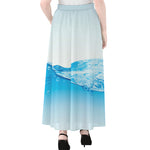 Water Wave Print Chiffon Maxi Skirt