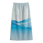 Water Wave Print Cotton Front Slit Maxi Skirt