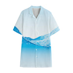 Water Wave Print Cotton Hawaiian Shirt