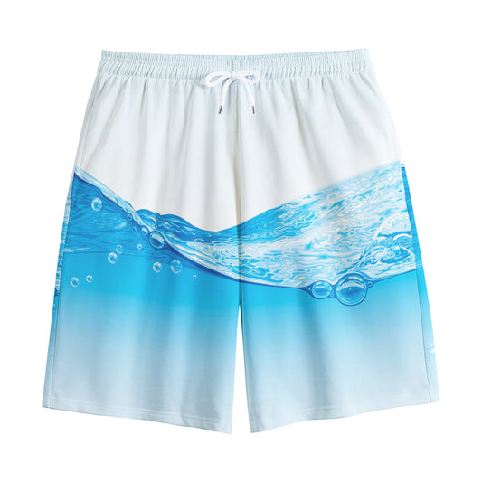 Water Wave Print Cotton Shorts