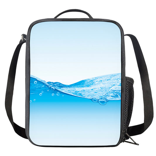 Water Wave Print Crossbody Lunch Bag