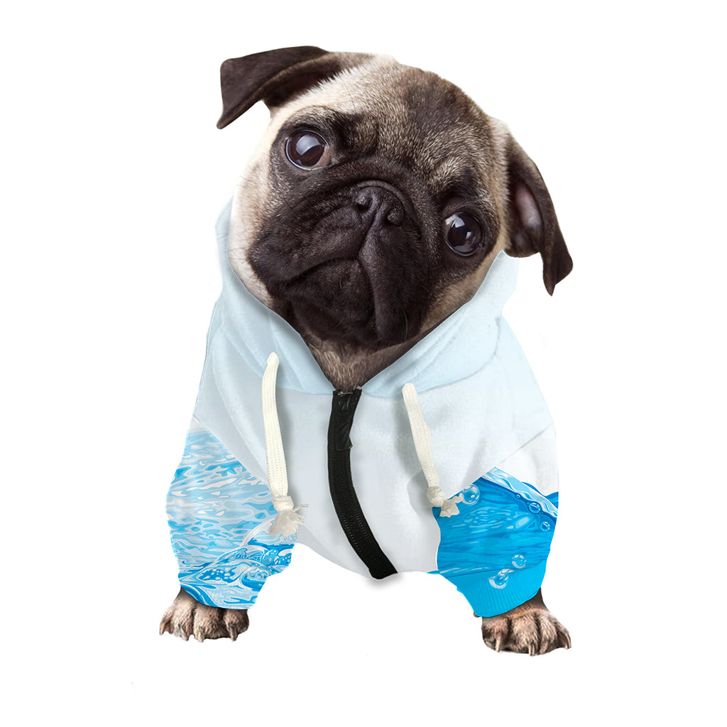 Water Wave Print Dog Zip Up Hoodie