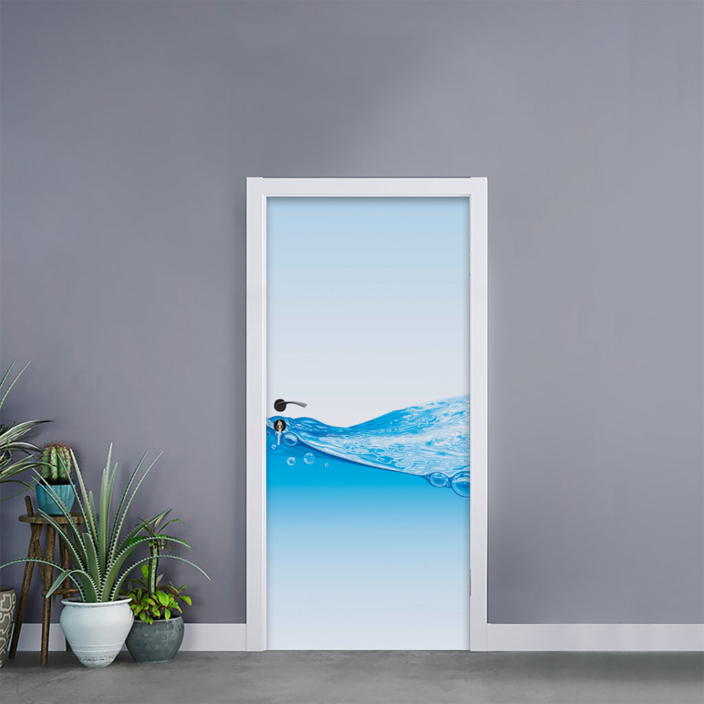 Water Wave Print Door Sticker