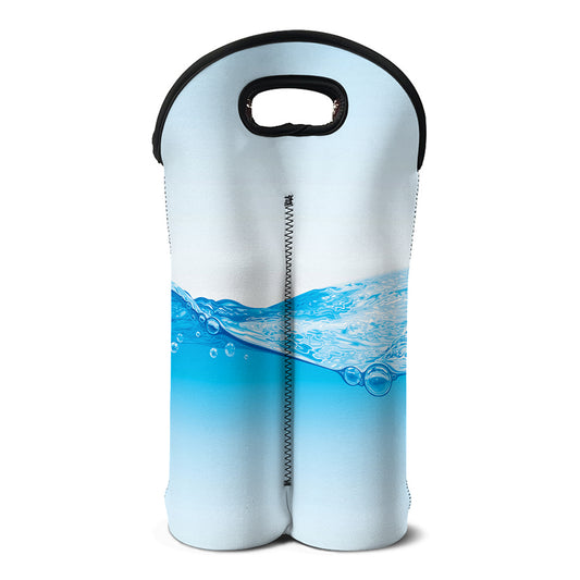 Water Wave Print Double Neoprene Wine Tote