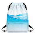 Water Wave Print Drawstring Backpack
